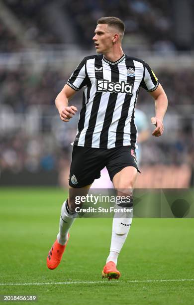 Newcastle player Sven Botman in action during the Premier League match between Newcastle United and AFC Bournemouth at St. James Park on February 17,...