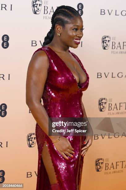 Clara Amfo attends the EE BAFTA Film Awards 2024 Nominees' Party, Supported By Bulgari at The National Gallery on February 17, 2024 in London,...