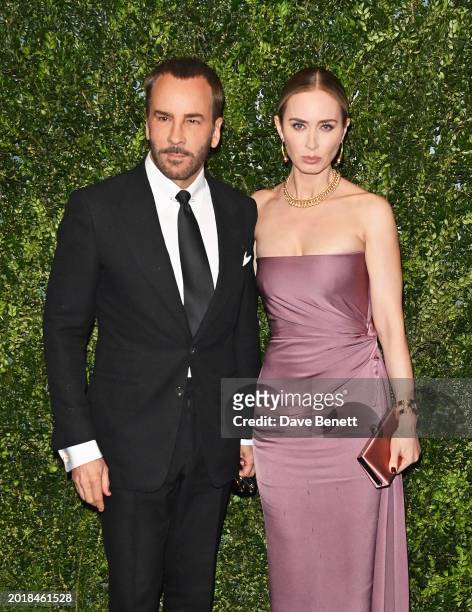 Tom Ford and Emily Blunt attend the Charles Finch & Chanel 2024 Pre-BAFTA Party at 5 Hertford Street on February 17, 2024 in London, England.