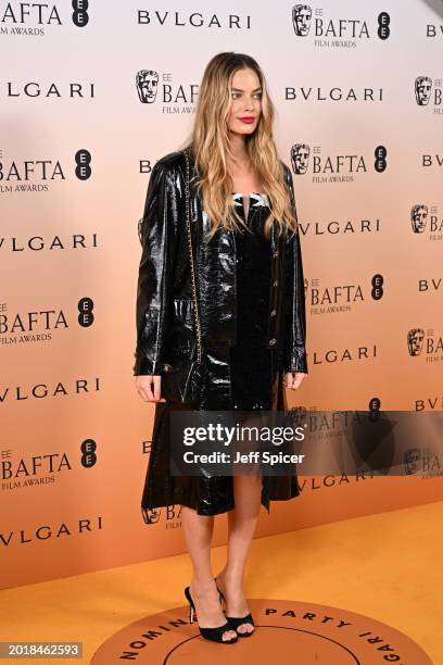 Margot Robbie attends the EE BAFTA Film Awards 2024 Nominees' Party, Supported By Bulgari at The National Gallery on February 17, 2024 in London,...