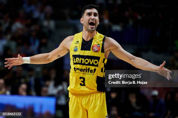 Jaime Fernandez of Lenovo Tenerife in action during the Semi Final 2024 Copa del Rey de Baloncesto match between FC Barcelona and Lenovo Tenerife at...