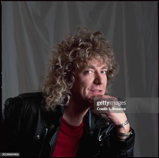 British singer and songwriter Robert Plant of the rock band Led Zeppelin poses for portraits on February 23, 1988 in New York, New York.