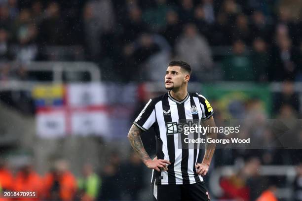 Bruno Guimaraes of Newcastle United looks on during the Premier League match between Newcastle United and AFC Bournemouth at St. James Park on...