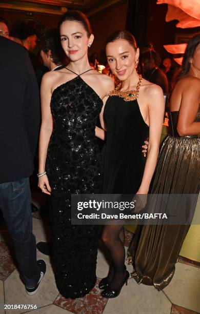 Ella Hunt and Phoebe Dynevor attend the Nominees' Party for the EE BAFTA Film Awards 2024, supported by Bulgari at The National Gallery on February...
