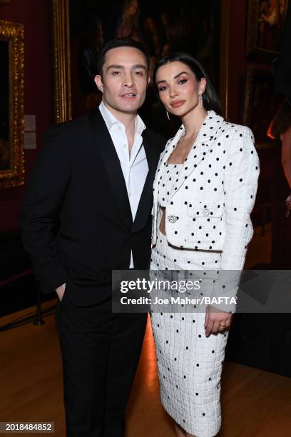 Ed Westwick and Amy Jackson attend the Nominees' Party for the EE BAFTA Film Awards 2024, supported by Bulgari at The National Gallery on February...