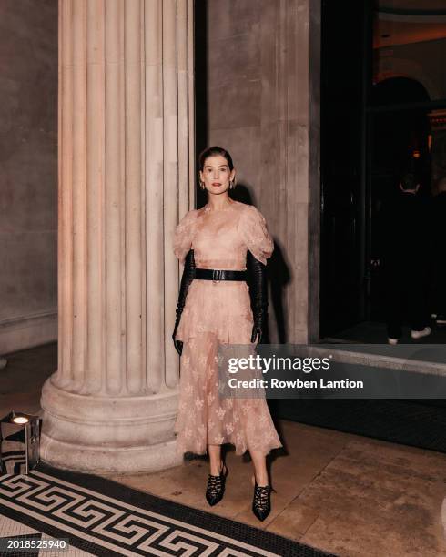 Rosamund Pike attends the EE BAFTA Film Awards 2024 Nominees' Party, Supported By Bulgari at The National Gallery on February 17, 2024 in London,...