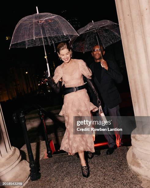 Rosamund Pike attends the EE BAFTA Film Awards 2024 Nominees' Party, Supported By Bulgari at The National Gallery on February 17, 2024 in London,...