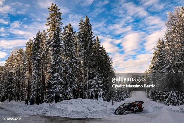 Elfyn Evans of Great Britain and Scott Martin of Great Britain are competing with their Toyota Gazoo Racing WRT Toyota GR Yaris Rally1 Hybrid during...