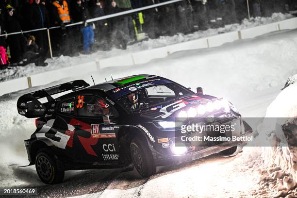 Elfyn Evans of Great Britain and Scott Martin of Great Britain are competing with their Toyota Gazoo Racing WRT Toyota GR Yaris Rally1 Hybrid during...