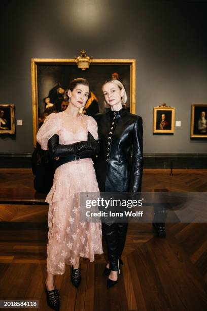 Rosamund Pike and Carey Mulligan attend the Nominees' Party for the EE BAFTA Film Awards 2024, supported by Bulgari at The National Gallery on...