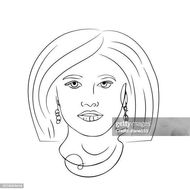 continuous line drawing of a woman on a transparent background - single line drawing woman stock illustrations