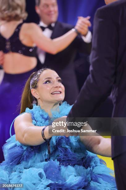 Kristina Vogel and Thomas Dreßen are seen dancing at the 53rd Ball des Sports gala at Festhalle Frankfurt on February 17, 2024 in Frankfurt am Main,...