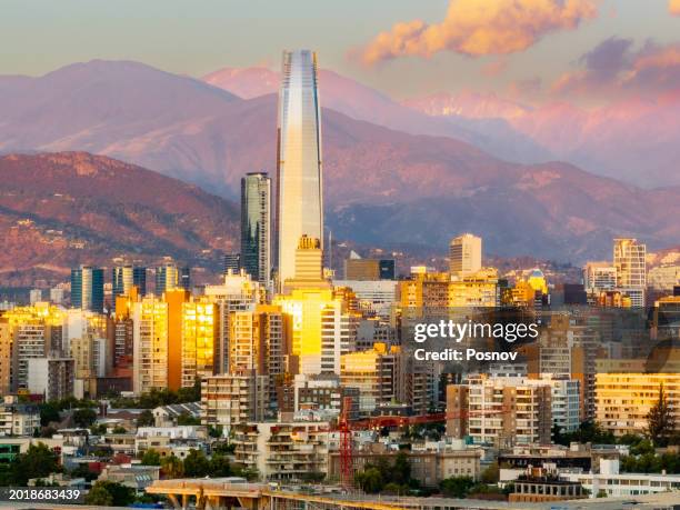 costanera center in santiago - costanera center stock pictures, royalty-free photos & images