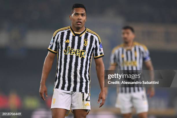 Alex Sandro of Juventus lo during the Serie A TIM match between Hellas Verona FC and Juventus - Serie A TIM at Stadio Marcantonio Bentegodi on...