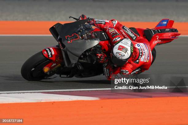 Francesco Bagnaia of Italy and Ducati Leonovo Team during Day Two of the Qatar MotoGP Official Test at Losail Circuit on February 20, 2024 in Doha,...