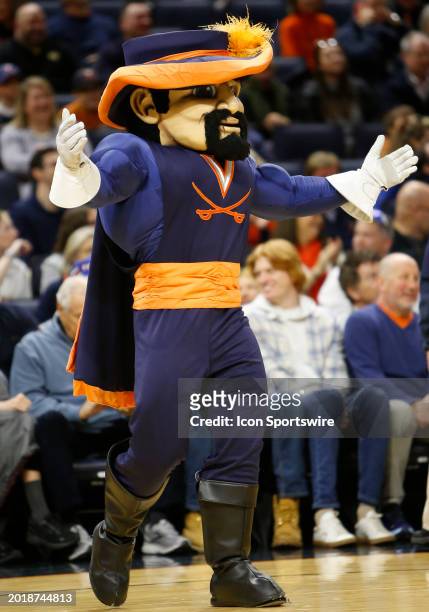 Virginia Cavaliers mascot during a men's college basketball game between the Wake Forest Demon Deacons and the Virginia Cavaliers on February 17 at...