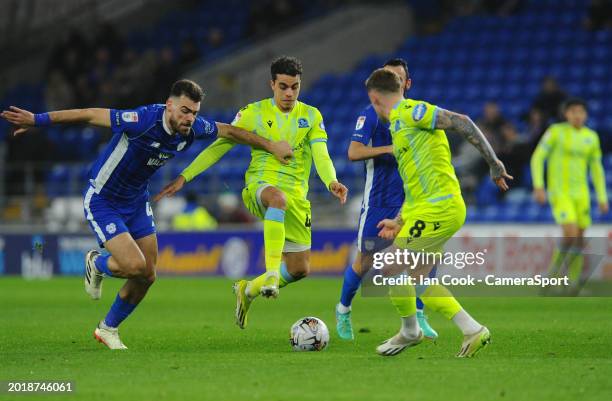 Blackburn Rovers' Yasin Ayari battles with Cardiff City's Dimitris Goutas during the Sky Bet Championship match between Cardiff City and Blackburn...