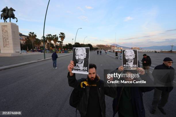 People during the demonstration in support of the activist Julian Assange, to ask that he not be extradited from England, where he is still in...