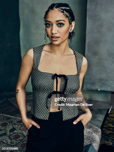 Samantha Logan of The CW Network's "All American" poses for TV Guide Magazine during the 2024 Winter TCA Portrait Studio at The Langham Huntington,...