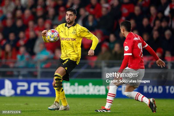 Emre Can of Borussia Dortmund, Mauro Junior of PSV during the UEFA Champions League match between PSV v Borussia Dortmund at the Philips Stadium on...