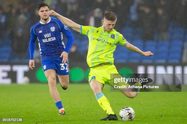 Scott Wharton of Blackburn Rovers kicks the ball during the Sky Bet Championship match between Cardiff City and Blackburn Rovers at the Cardiff City...