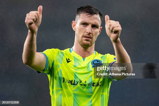 Dominic Hyam of Blackburn Rovers applauds the supporters during the Sky Bet Championship match between Cardiff City and Blackburn Rovers at the...