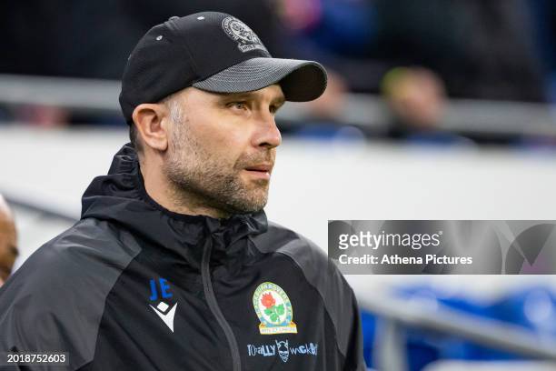 John Eustace Manager of Blackburn Rovers during the Sky Bet Championship match between Cardiff City and Blackburn Rovers at the Cardiff City Stadium...