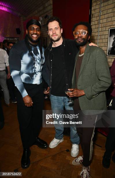 Kadiff Kirwan, Tom Wozniczka and Omari Douglas attend the press night after party for "An Enemy Of The People" at Larry's at The National Portrait...