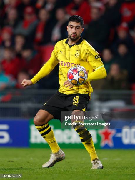 Emre Can of Borussia Dortmund during the UEFA Champions League match between PSV v Borussia Dortmund at the Philips Stadium on February 20, 2024 in...