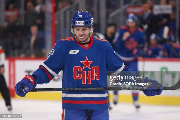 Hockey Club player, Nikolai Polyakov seen in action during the Kontinental Hockey League, regular season KHL 2023 - 2024 between SKA Saint Petersburg...
