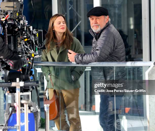 Maria Dizzia and Billy Crystal are seen on the movie set of 'Before' on February 20, 2024 in New York City.