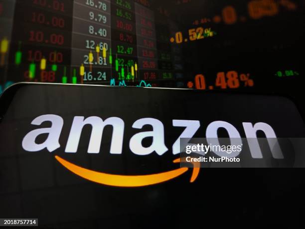 Amazon is being added to the Dow Industrial Average in Suqian, Jiangsu Province, China, on February 21, 2024.