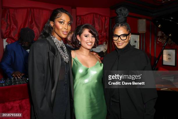 Naomi Campbell, Raye and Janet Jackson attend a private dinner hosted by Naomi Campbell and BOSS with ELLE to celebrate the launch of the Naomi x...