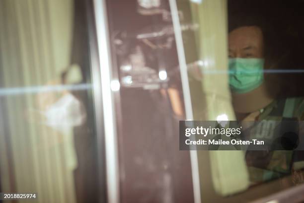 Thaksin Shinawatra wears a neck brace as he leaves the Police General Hospital on February 18, 2024 in Bangkok, Thailand. Former Prime Minister of...