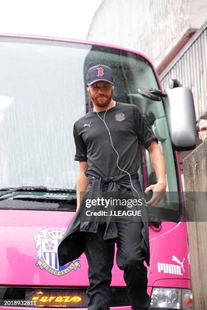 Souza of Cerezo Osaka is seen on arrival at the stadium prior to the J.League J1 match between Cerezo Osaka and Ventforet Kofu at Kincho Stadium on...