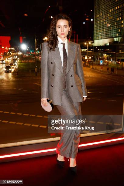 Peri Baumeister attends the ARMANI Beauty Dinner on the occasion of the 74th Berlinale International Film Festival Berlin at Pressecafe on February...