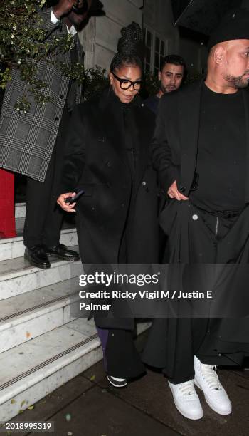 Janet Jackson seen leaving Naomi Campbell x BOSS - party at The Twenty Two on February 17, 2024 in London, England.