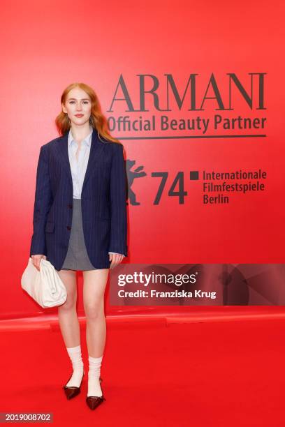 Gina Stiebitz attends the ARMANI Beauty Dinner on the occasion of the 74th Berlinale International Film Festival Berlin at Pressecafe on February 17,...