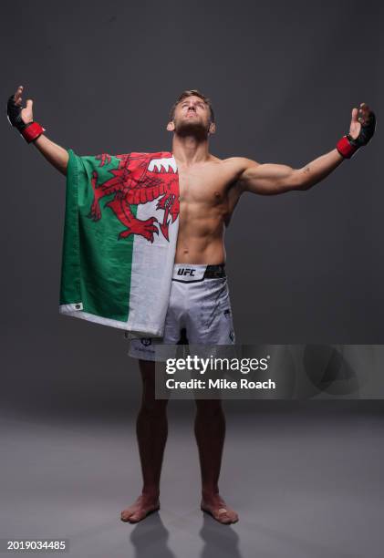 Oban Elliott of England poses for a portrait after his victory during the UFC 298 event at Honda Center on February 17, 2024 in Anaheim, California.