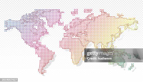 vector world map with dot pattern isolated - isolated colour stock illustrations