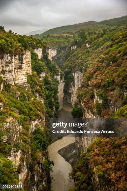 view of the bogovë canyon with a river on the bottom - river bottom park stock pictures, royalty-free photos & images