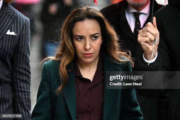 Stella Assange, wife of Wikileaks founder Julian Assange, arrives at the Royal Courts of Justice on February 21, 2024 in London, England. The two-day...