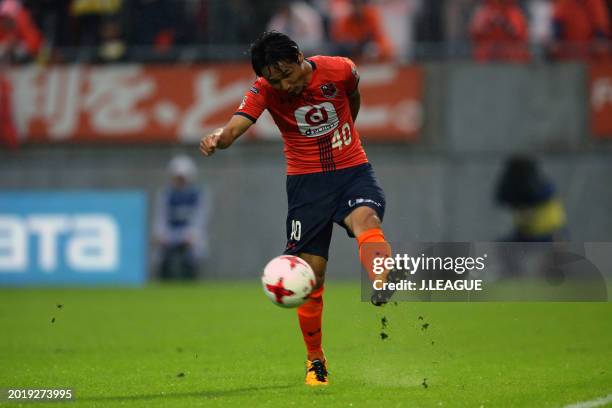 Akimi Barada of Omiya Ardija in action during the J.League J1 match between Omiya Ardija and Kashiwa Reysol at NACK5 Stadium Omiya on October 21,...