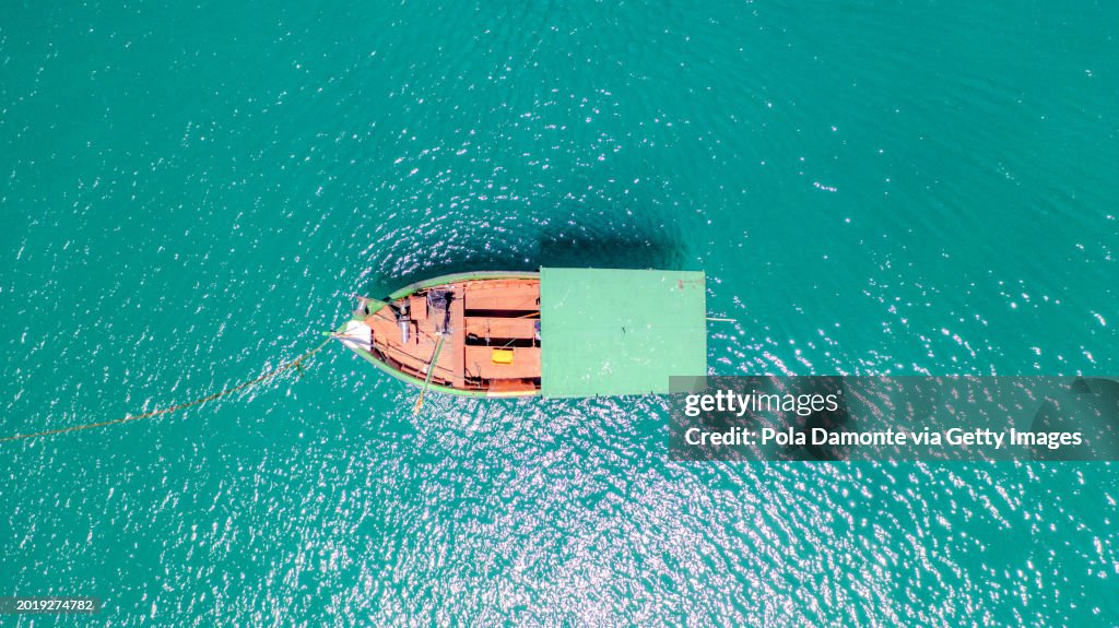 Fishing boat from a bird´s point of view