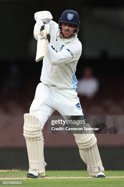 Blake Nikitaras of the Blues bats during the Sheffield Shield match between New South Wales and Victoria at SCG, on February 18 in Sydney, Australia.