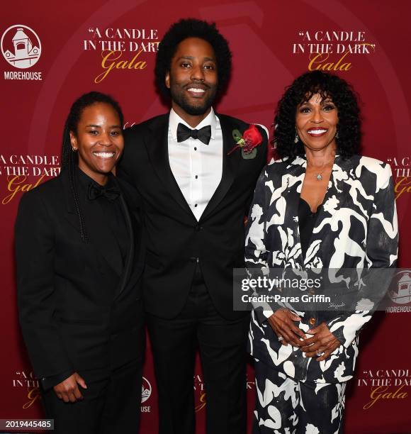 Katia Washington, John David Washington and Pauletta Washington attend the 36th Annual Morehouse College "A Candle in the Dark" gala at Hyatt Regency...