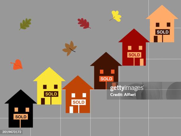 autumn sales - house viewing stock illustrations