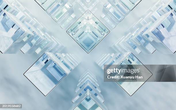 abstract 3d background of glass cubes - balkengerüst stock-fotos und bilder