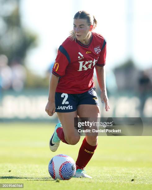 Emily Hodgson of Adelaide United in action during the A-League Women round 17 match between Melbourne City and Adelaide United at City Football...