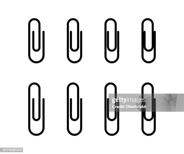 paper clip icons with editable stroke - binder clip stock illustrations